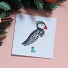 Winter Puffin Festive Christmas Greetings Card