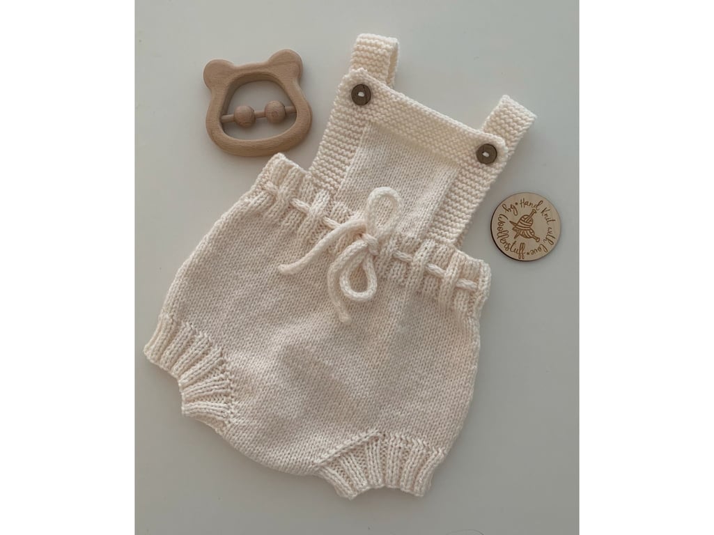 Made To Order Handknitted Ember Baby Romper Suit 6 sizes. Any colour.