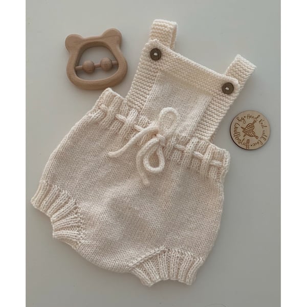 Made To Order Handknitted Ember Baby Romper Suit 6 sizes. Any colour.