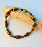 Tiger's Eye Bracelet With Green Onyx - Handmade Gift For Birthday, Anniversary