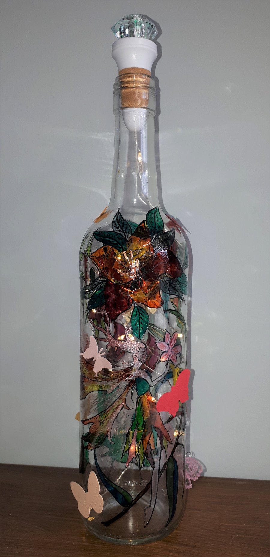 Lily Fairy - Handpainted Bottle Light