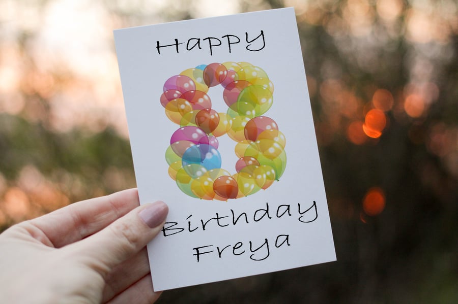 8th Birthday Card, Card for 8th Birthday, Birthday Card, Friend Birthday Card
