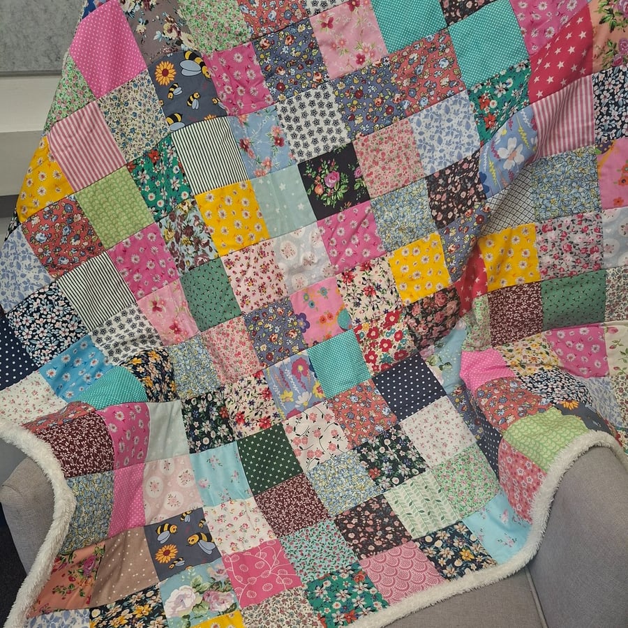 Patchwork Blanket. Fleece backed