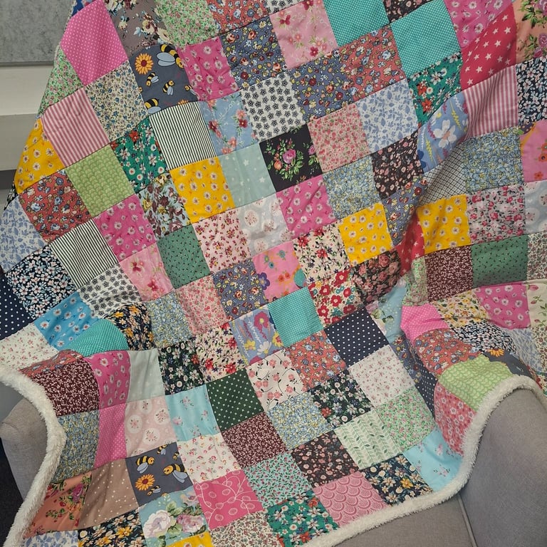 Patchwork Blanket. Fleece backed