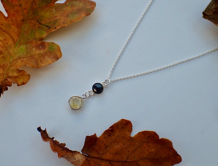 'Samhain' Black Spinel and Golden Rutile Quartz necklace