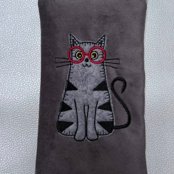Embroidered Glasses case  - Cat 