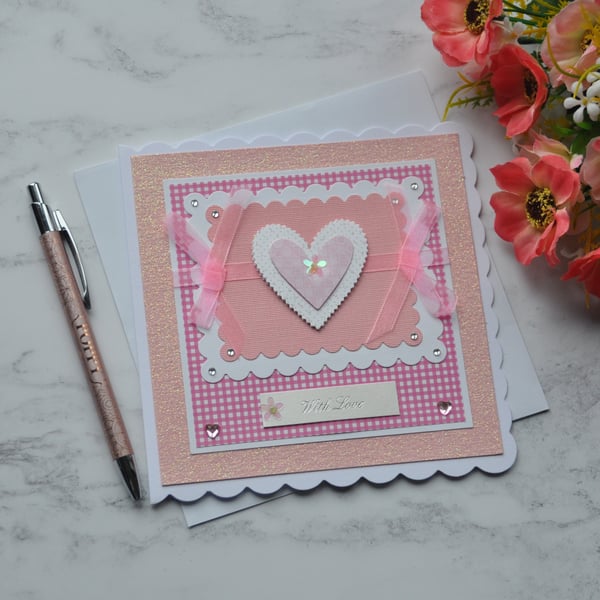 Wedding Anniversary Card With Love Hearts Glitter Free Post 3D Luxury Handmade