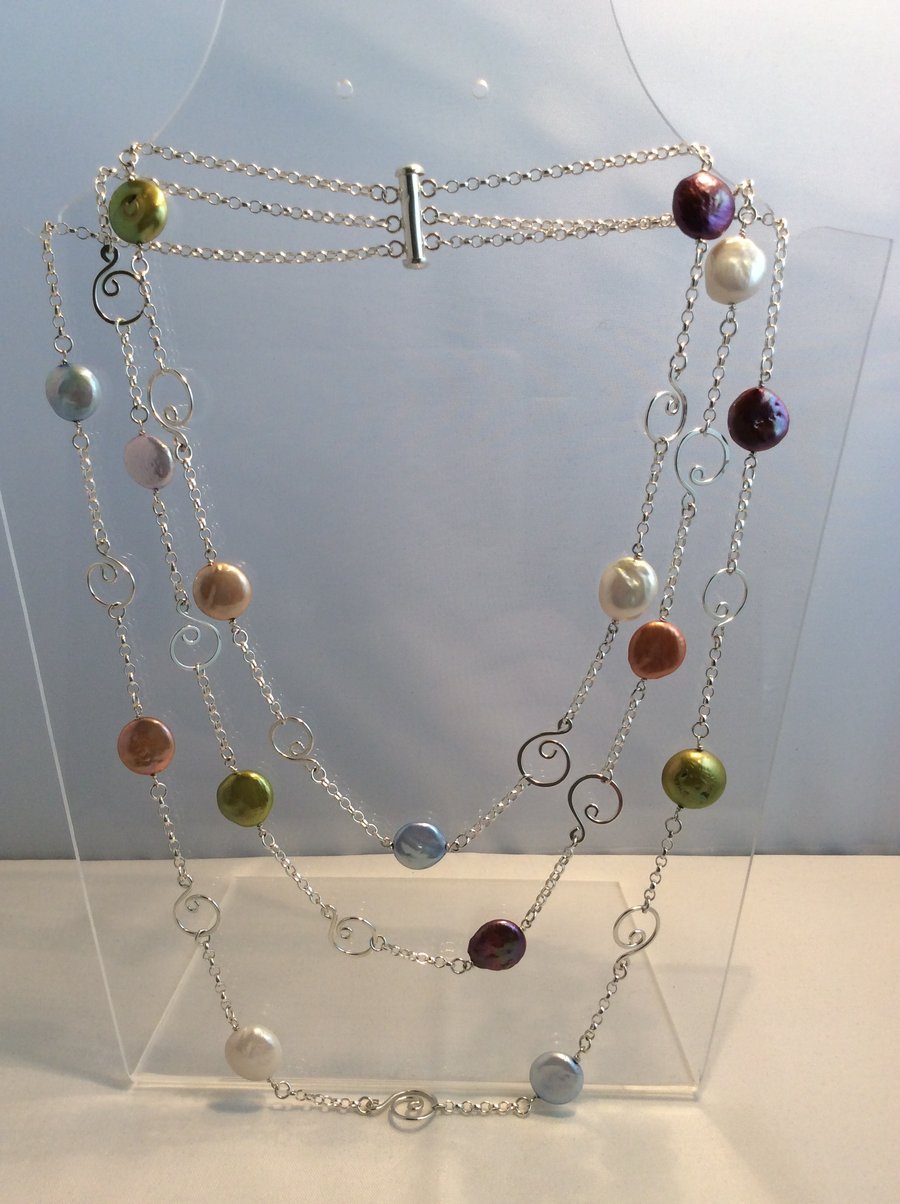 Three strand multicolour necklace