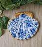 Scallop shell trinket dish blue and white design bridesmaid gift or for mum