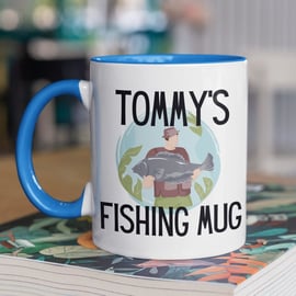 Personalised NAME Fishing Mug Customise Add Text To Mug Personalised Gift 