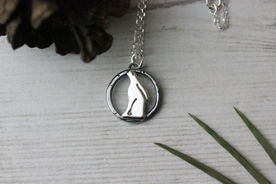 Sterling silver hare necklace