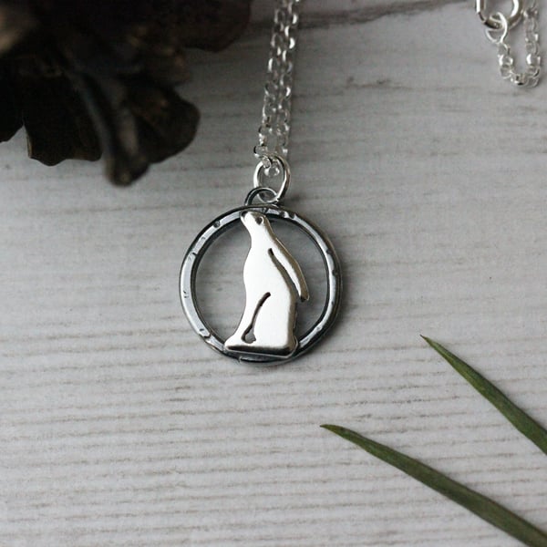 Sterling silver hare necklace