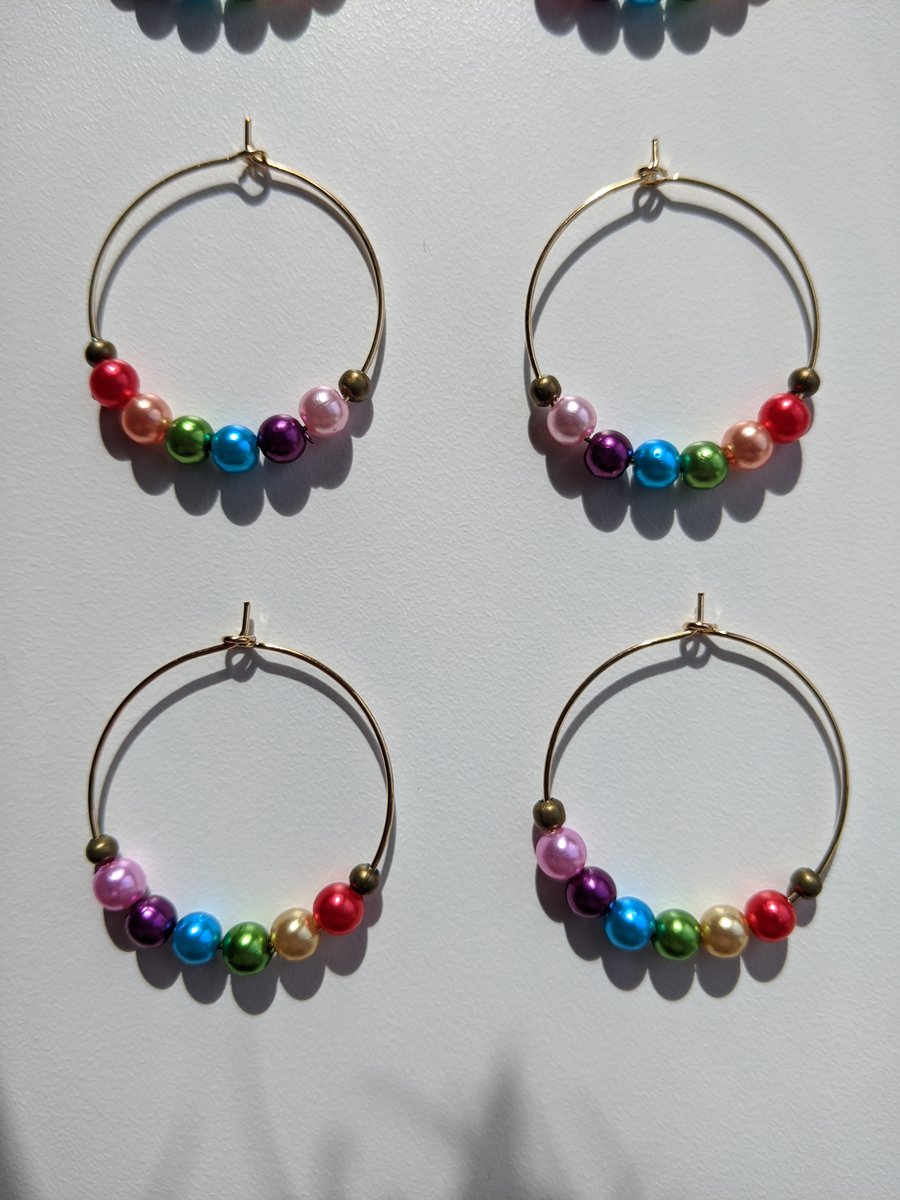 Rainbow bead hoops
