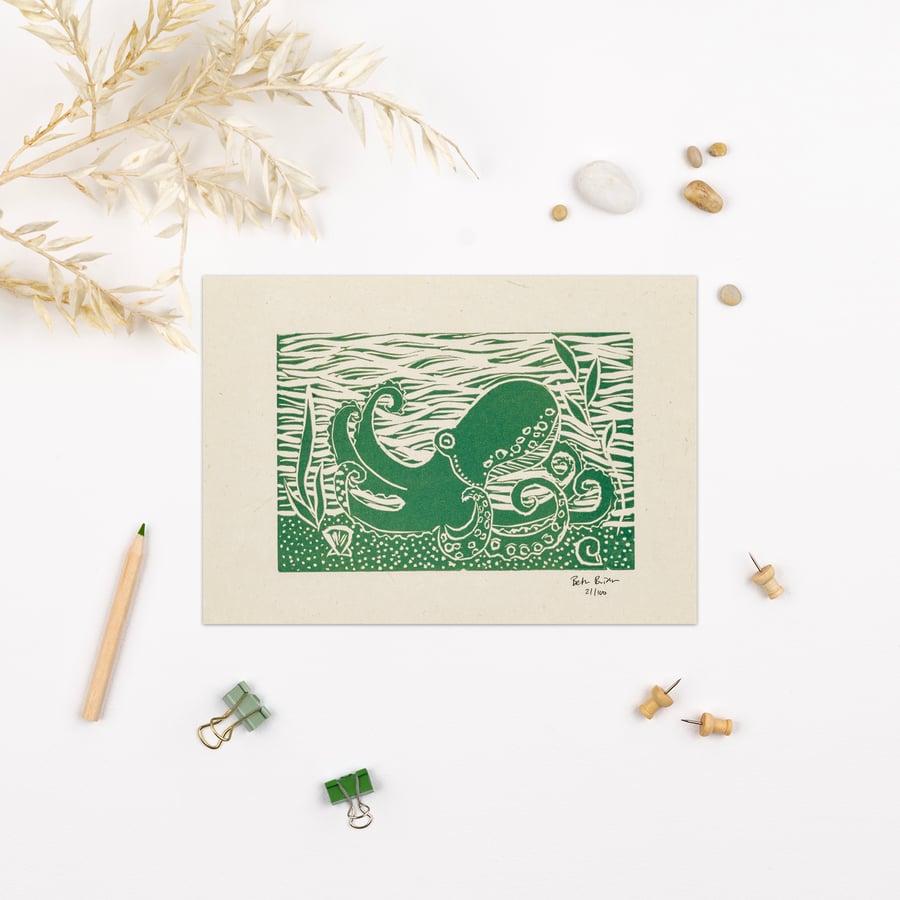 Octopus Lino print