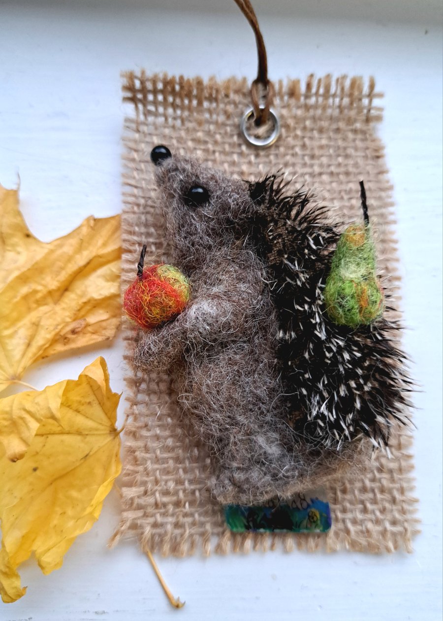 Needle Felted Hedgehog Brooch 