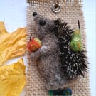 Needle Felted Hedgehog Brooch 