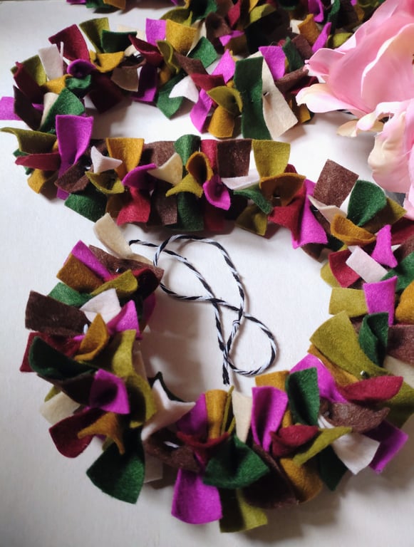 Felt Tinsel Garland, Confetti Bunting, Eclectic Bohemian Party Decor, 190cm.