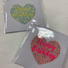 Floral fabric Heart Happy Birthday card