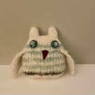 White thick mohair knitted owl  