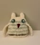 White thick mohair knitted owl  