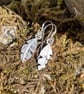 Small handmade silver feather earrings oxidised or bright finish - Image 1