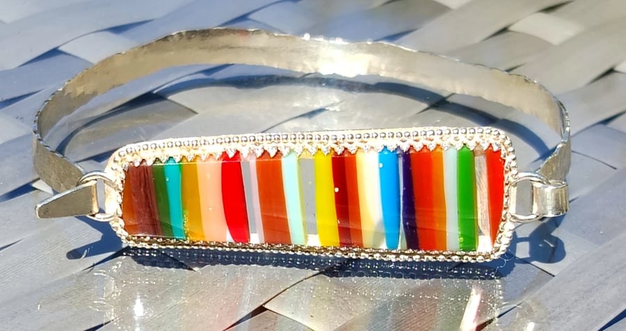 Image of Surfite Bracelet Sterling Silver Tension Bangle Upcycled Jewellery Gift Handmade