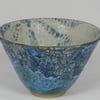 Blue and white stoneware bowl - handmade pottery