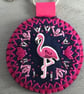 Hand Embroidered Flamingo Bag Charm or Key ring  - Image 2
