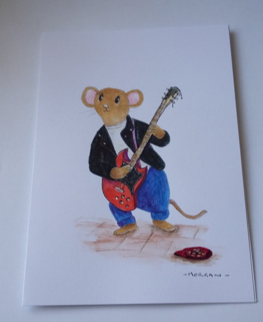 HAND PAINTED WATER COLOUR CARD  THE LITTLE MICE
