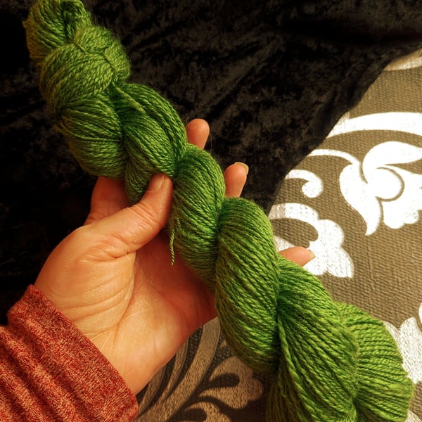 Festive Greens hand spun yarn – wool-silk blend - 190 yards