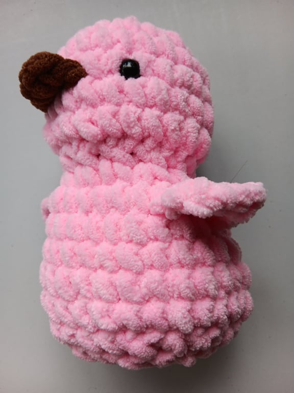Crochet Plushie Duckling (Pink-Brown) - super soft, great gift!