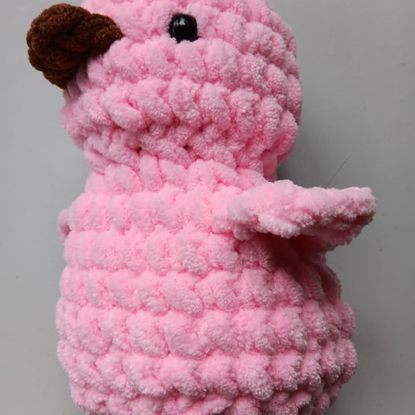 Crochet Plushie Duckling (Pink-Brown) - super soft, great gift!