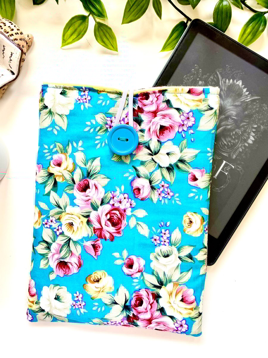 Handmade Floral Kindle Sleeve, E-reader pouch