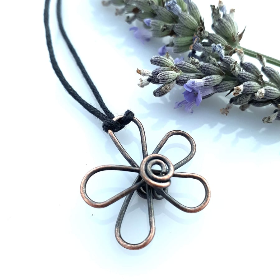 Daisy Flower Pendant, Copper Adjustable Necklaces, Gifts for Women