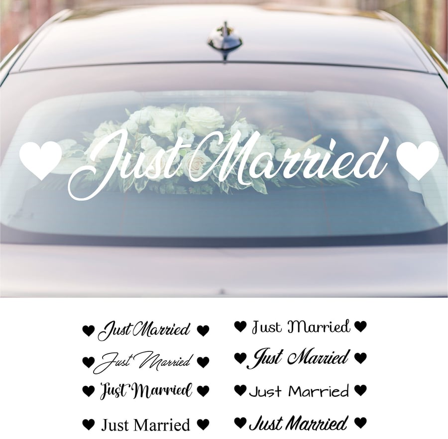 Just Married Car Sticker Wedding Decorations Car Stickers White Just Married