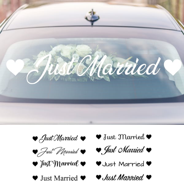 Just Married Car Sticker Wedding Decorations Car Stickers White Just Married