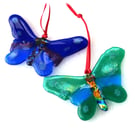 Butterfly Fused Glass Hanging Decoration Suncatcher 10cm Choice of colour