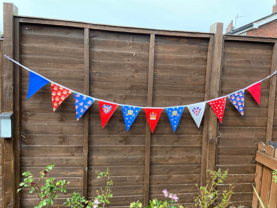 Jubilee Bunting Red White & Blue - 11 Flags with FREE P&P