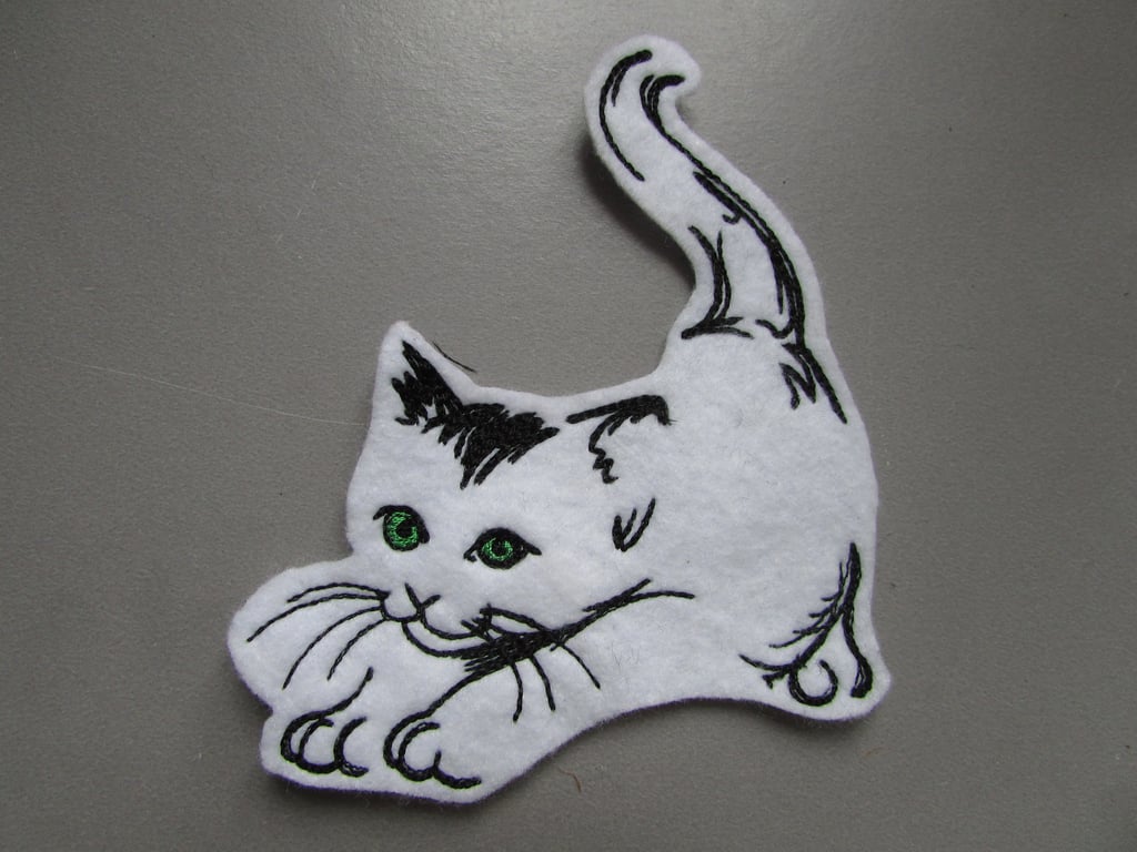 Cat Embroidered Sew on Applique Patch