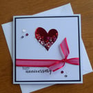 Embellished Heart Wedding Anniversary Card - 40th, Ruby Anniversary