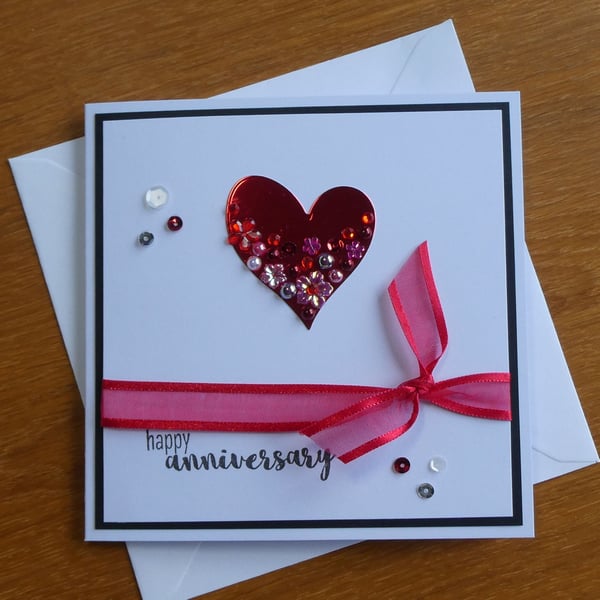 Jewelled Heart Wedding Anniversary Card - 40th, Ruby Anniversary