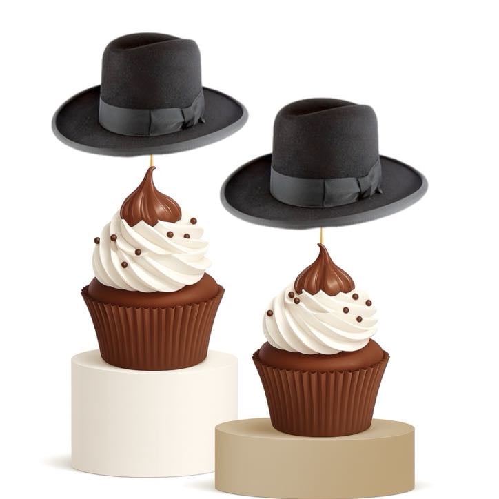 Bar Mitzvah Wedding Hat Cupcake Toppers 15pk for Simchas Party Celebrations