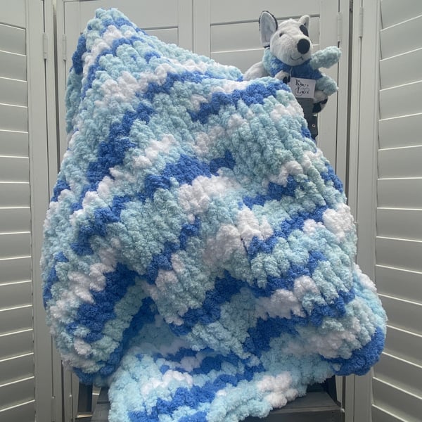 Super Soft Chunky Hand Knitted Baby Blanket (Colour: Bubblegum Burst)