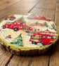 Christmas Wooden Disc Drinks Coaster - Image 2