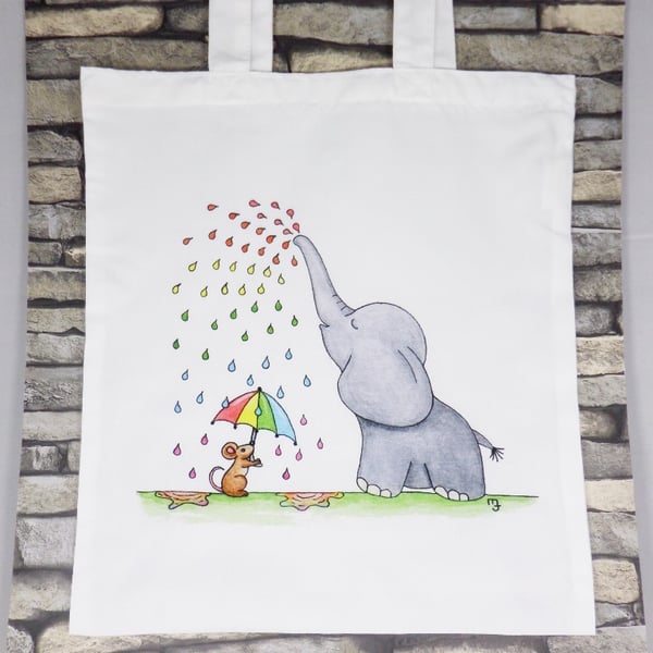 Rainbow Rain Ellie Tote Bag - Eco Friendly Tote Bag - Shopping Bag - Craft Bag