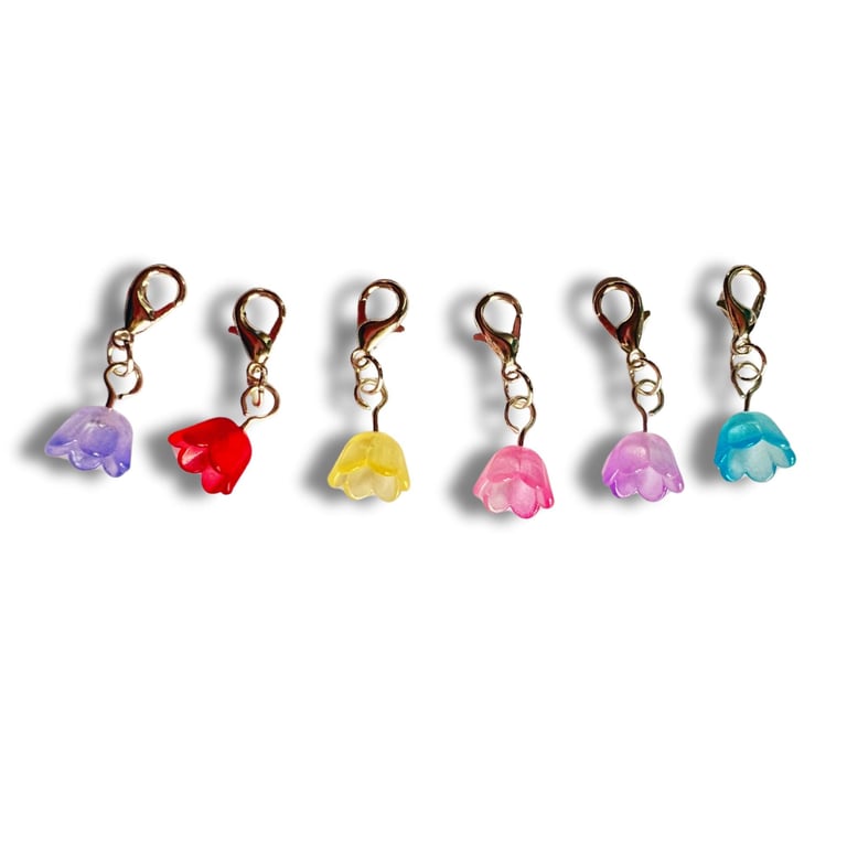Flower Stitch Markers with Clasps - Jelly Flowers