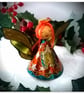 Small: Tin Angel Christmas Tree decoration (Orange and green )  - Image 3