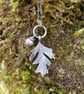 Sterling silver Hawthorn leaf and berry pendant and chain.