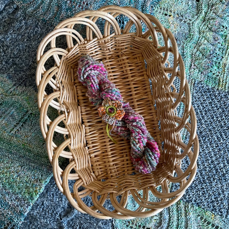 Hand spun art yarn - wool and silk