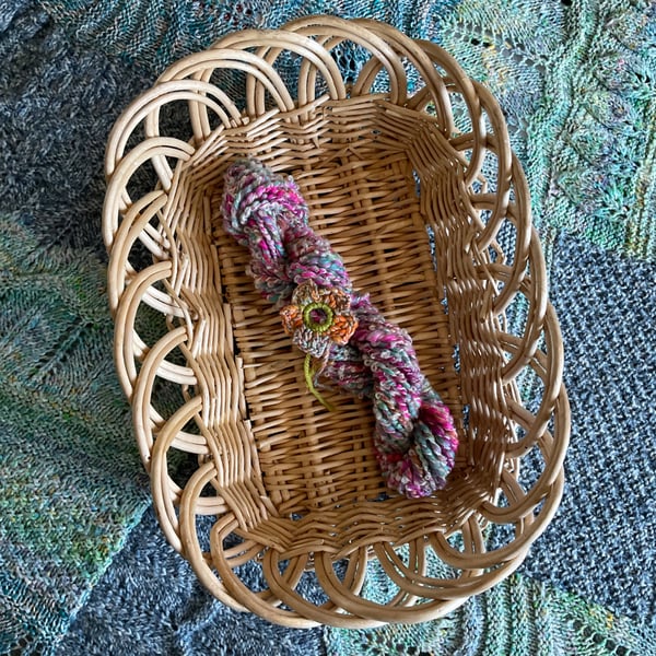 Hand spun art yarn - wool and silk
